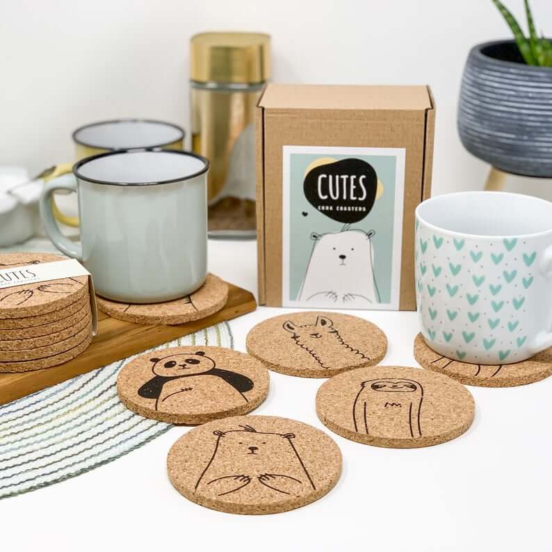 Cute Critters Cork Coaster Set of Six