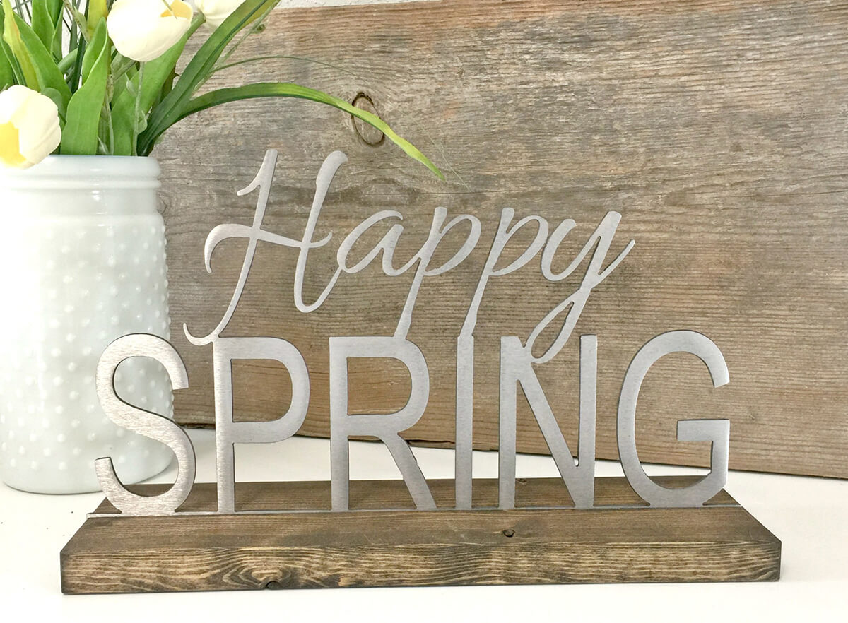 Modern Steel ‘Happy Spring’ Sign