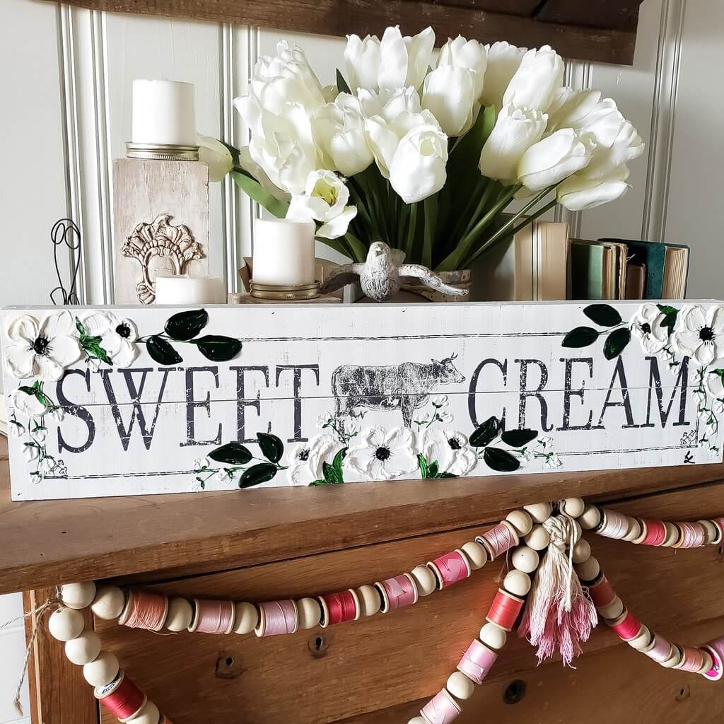 Shabby Chic Farmhouse Sign with Cow