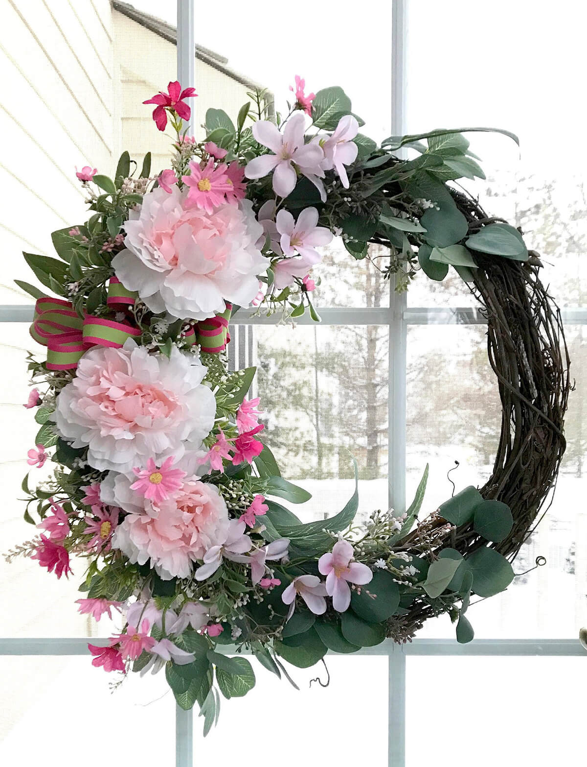 Pink and Green Cool-Toned Wreath