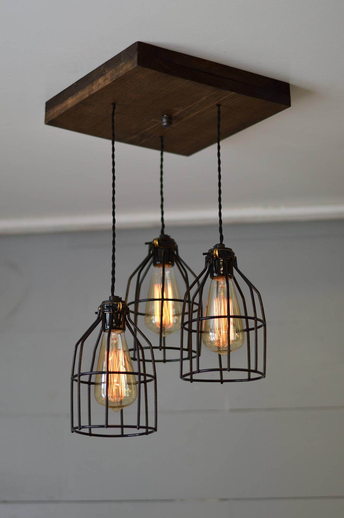 Triple Pendant Wooden Farmhouse Chandelier