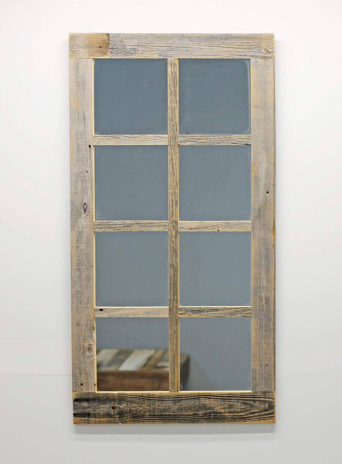 Beige and Gray Barnwood Window Mirror