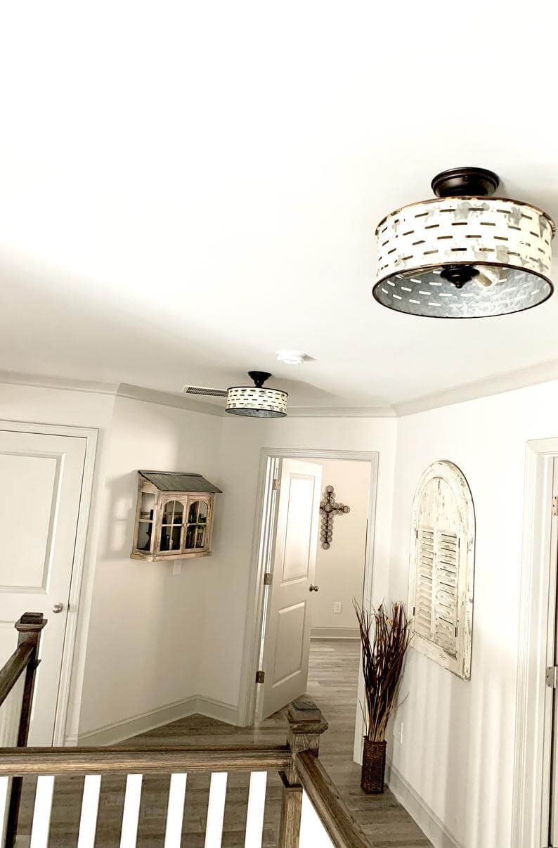 Farmhouse Style Galvanized Flush Mount Ceiling Light