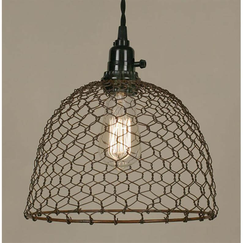 Metalowa lampa wisząca Chicken Wire Domed Pendant Lamp