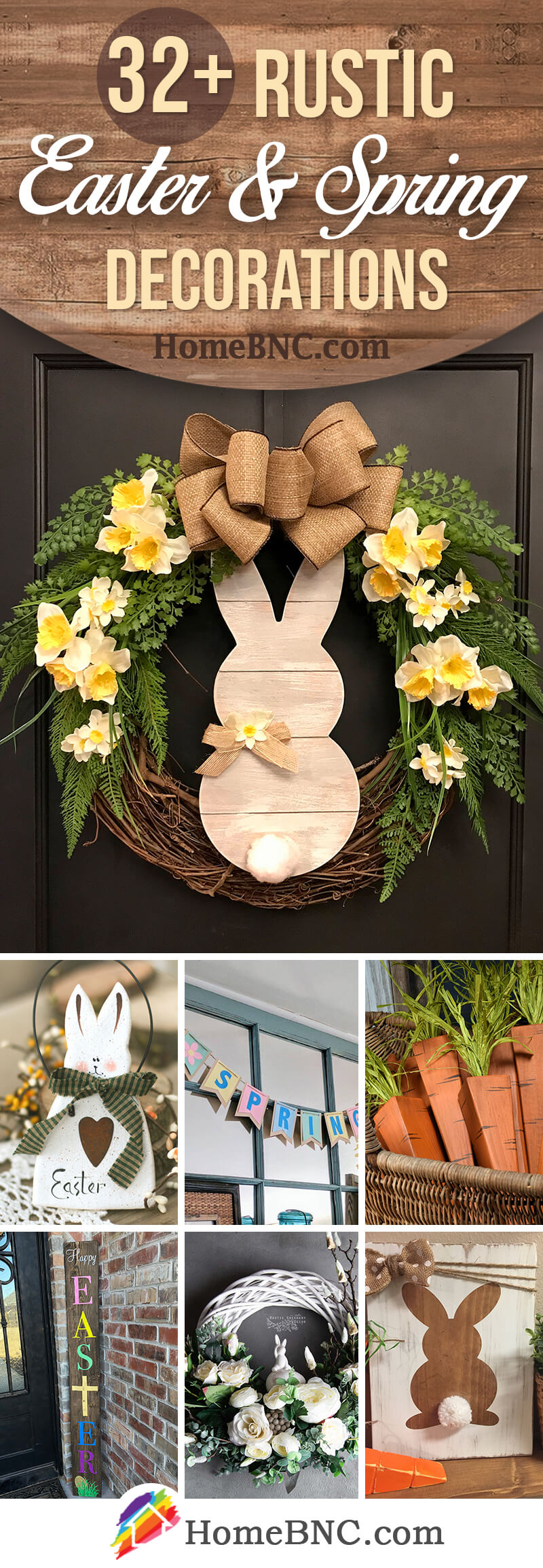 Country Primitive Happy Easter Spring Floral Box Sign Hang or Sit 8" 