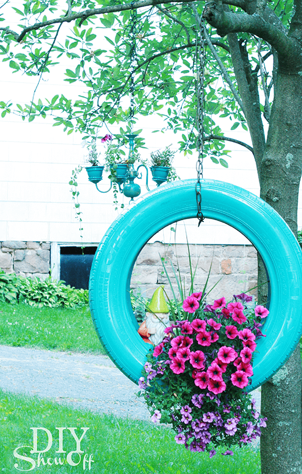 Painted Tire Planter for Ornamentals