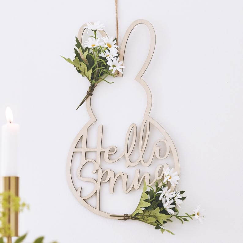 Bunny-Shaped “Hello Spring” Easter Sign Decoration