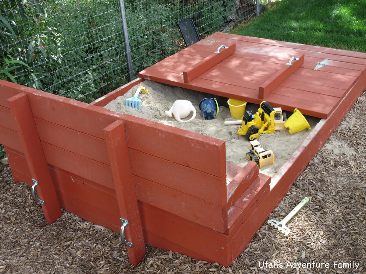 Weatherproof Sandbox with Built-In Seats and Lid
