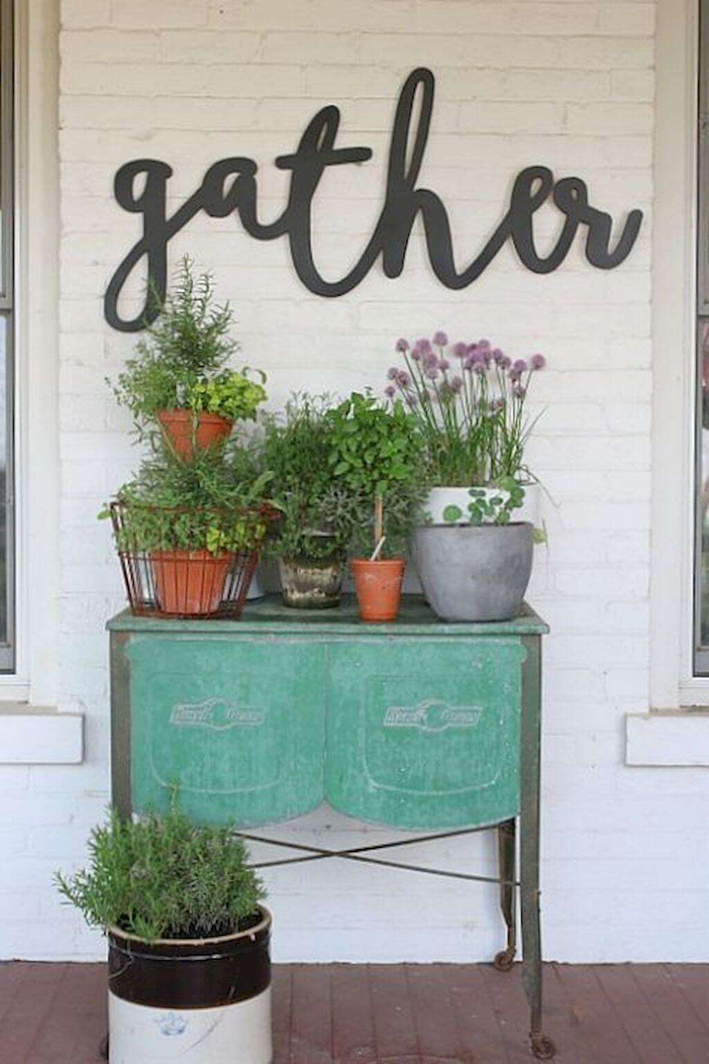 Vintage Metal Table with Plenty of Planters