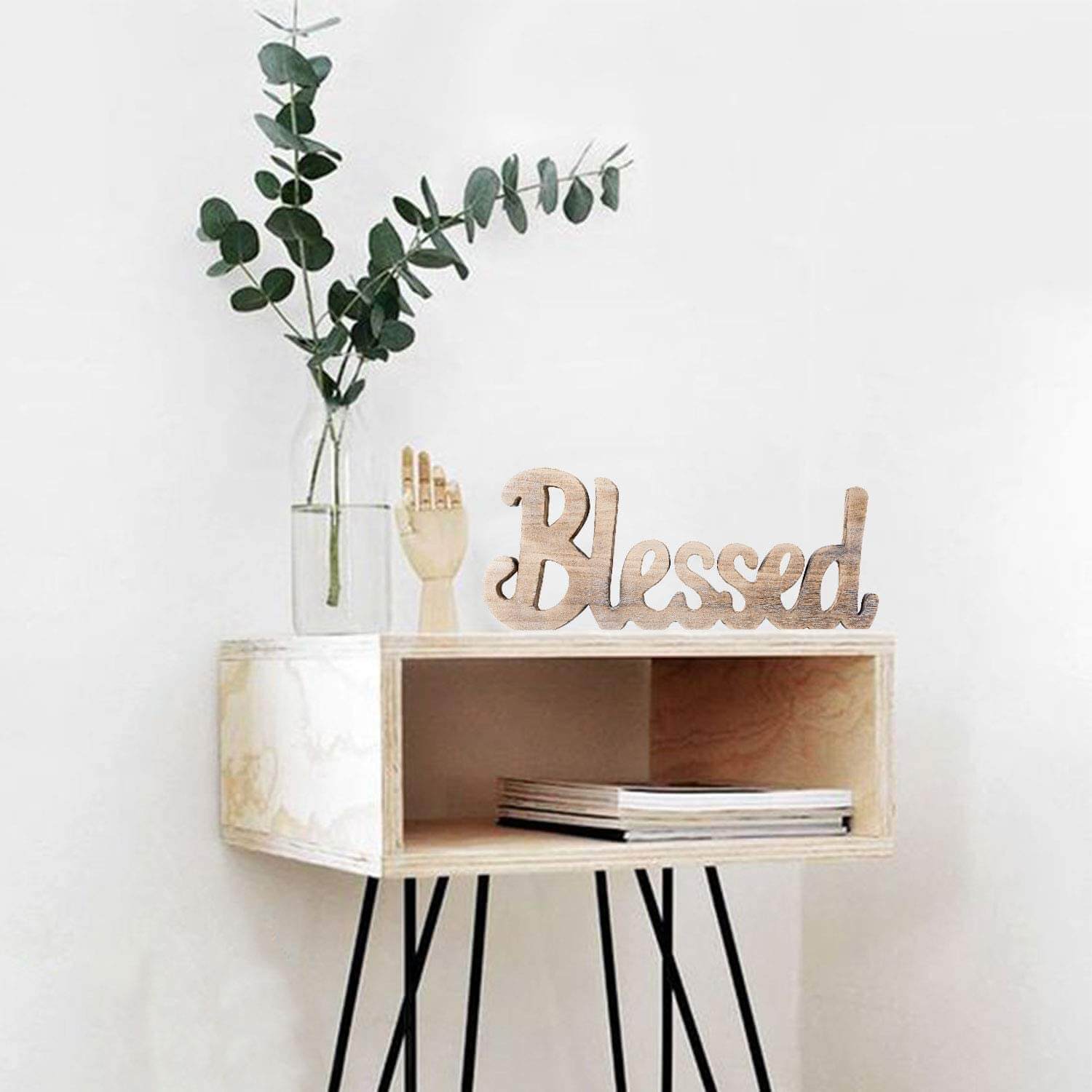 Natural Wood Freestanding Blessed Cut-Out Sign