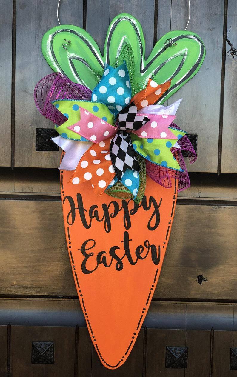 Wooden Carrot Easter Sign Decoration