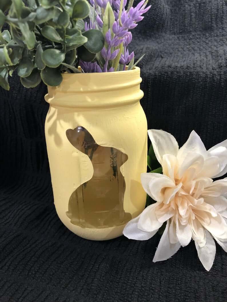 Cool Distressed Colored Easter Bunny Mason Jar