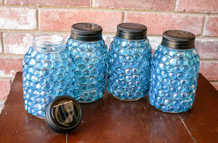 Solar Light Lids and Glass Beaded Jars