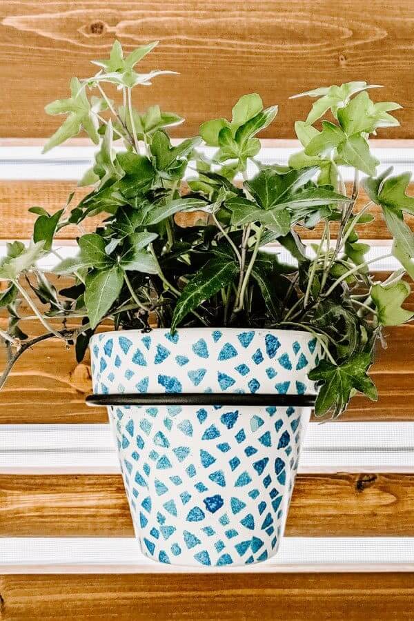 Stenciled Stain Glass Traditional Porch Planter