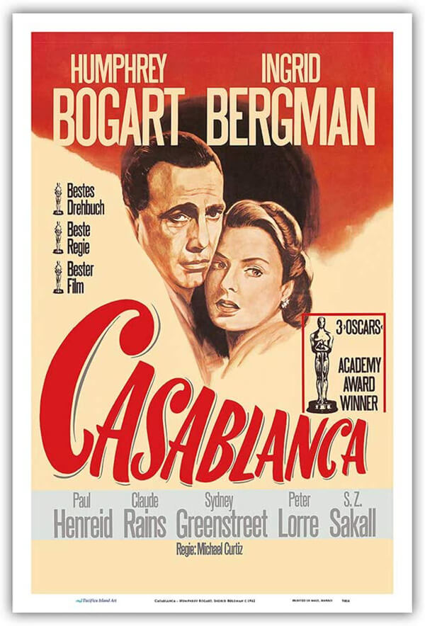 Casablanca Film Poster as a Metal Sign