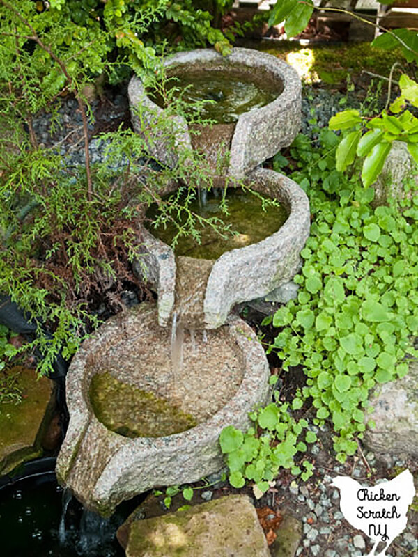 Geometrická kamenná fontána pro dokonalou relaxaci
