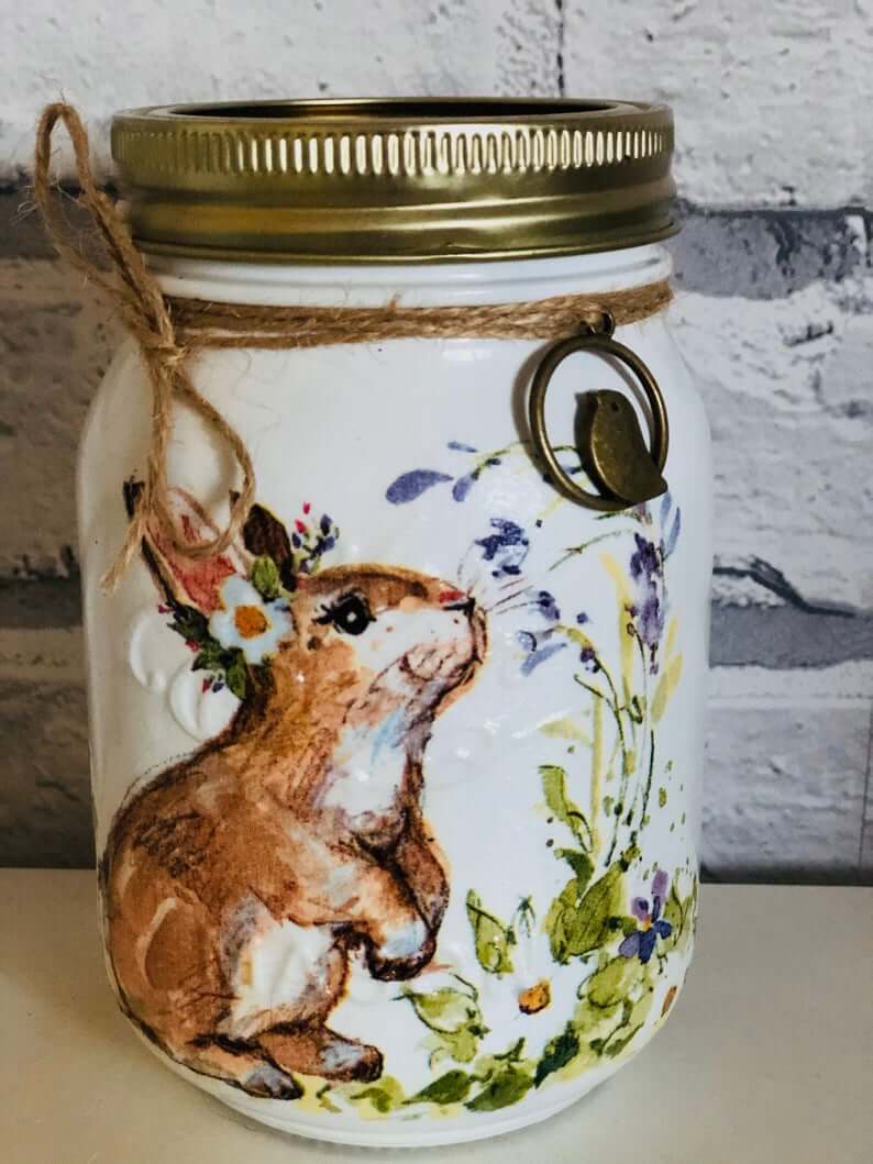 Great Easter Bunny Charm Mason Jar