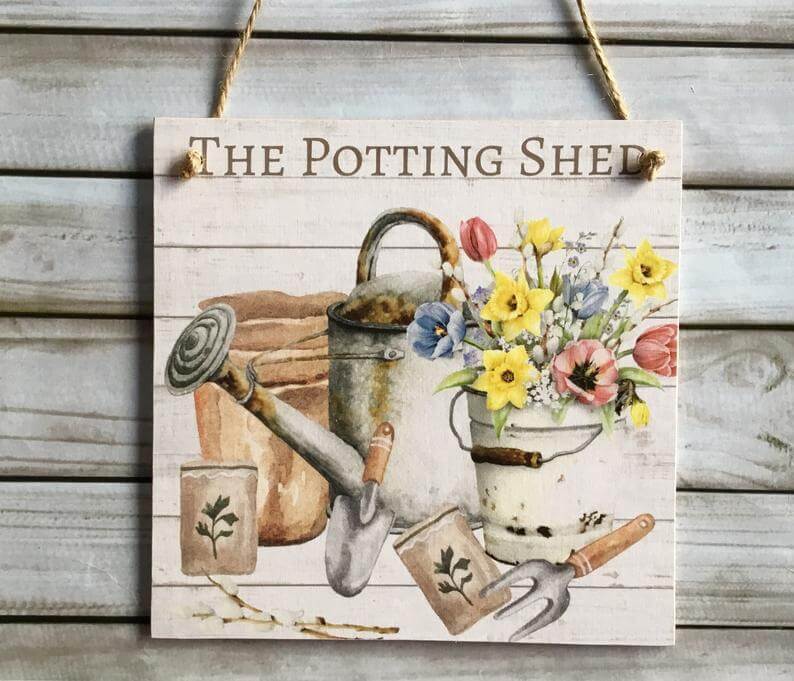 The Potting Shed Wooden Plaque