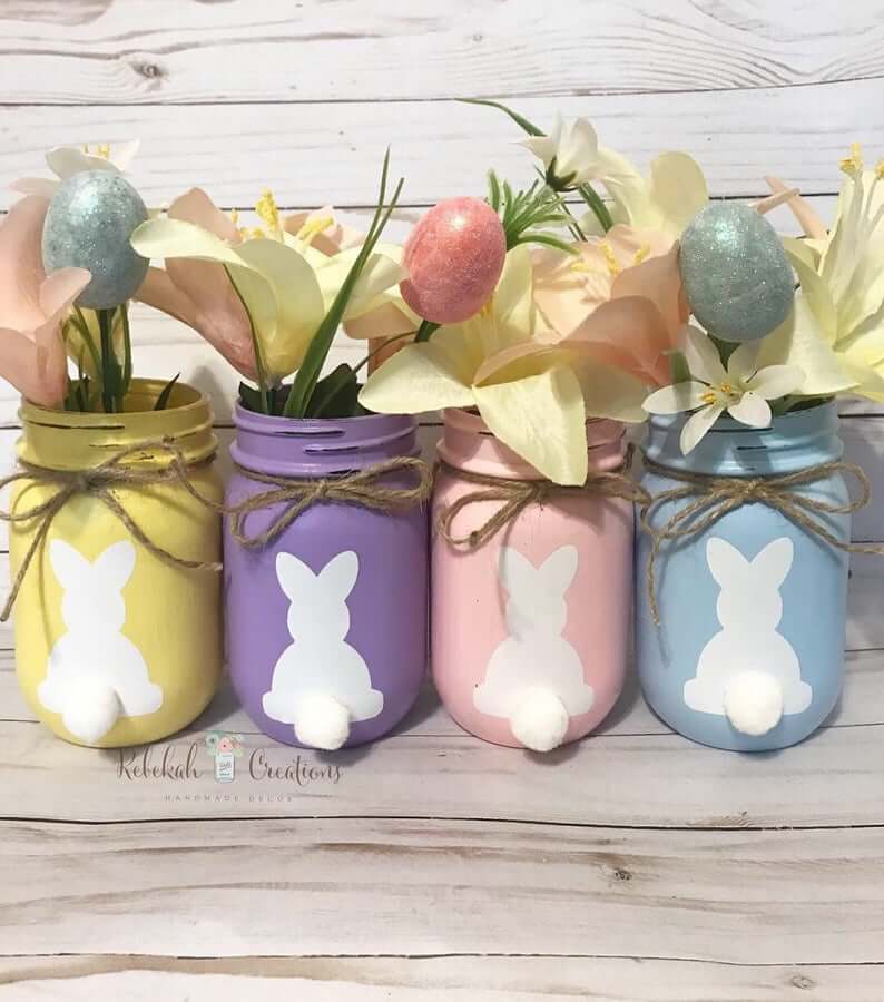 Spring Decorated Bunny Mason Jars