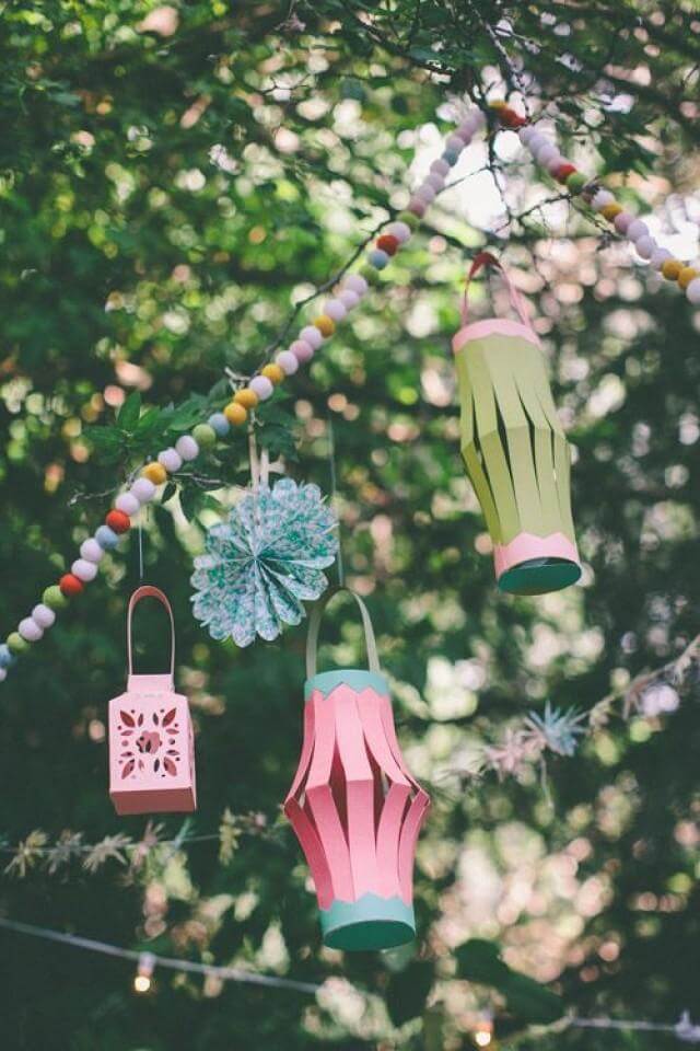 Colorful DIY Construction Paper Lanterns