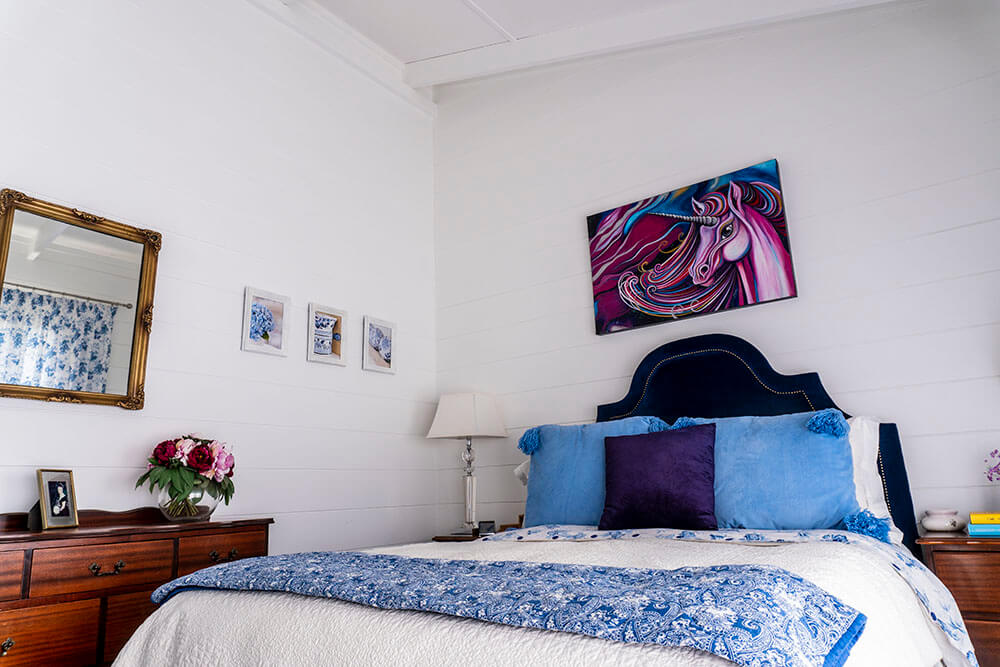 Bright Bedroom in Blue and White