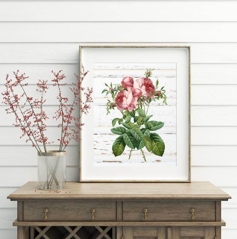 Pretty Pink Peonies Shabby Chic Print