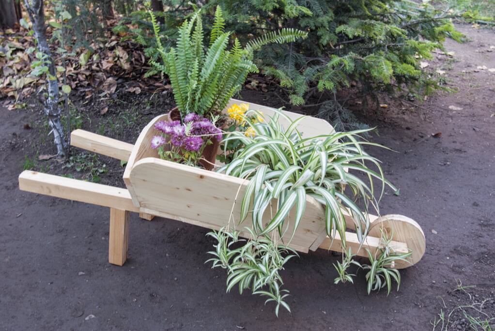 Wooden Wheelbarrow Planter