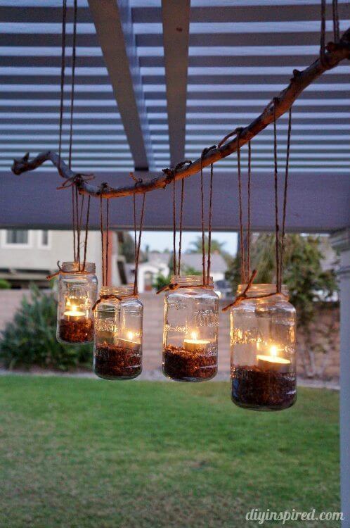 Mason Jar Chandelier with Tea Lights