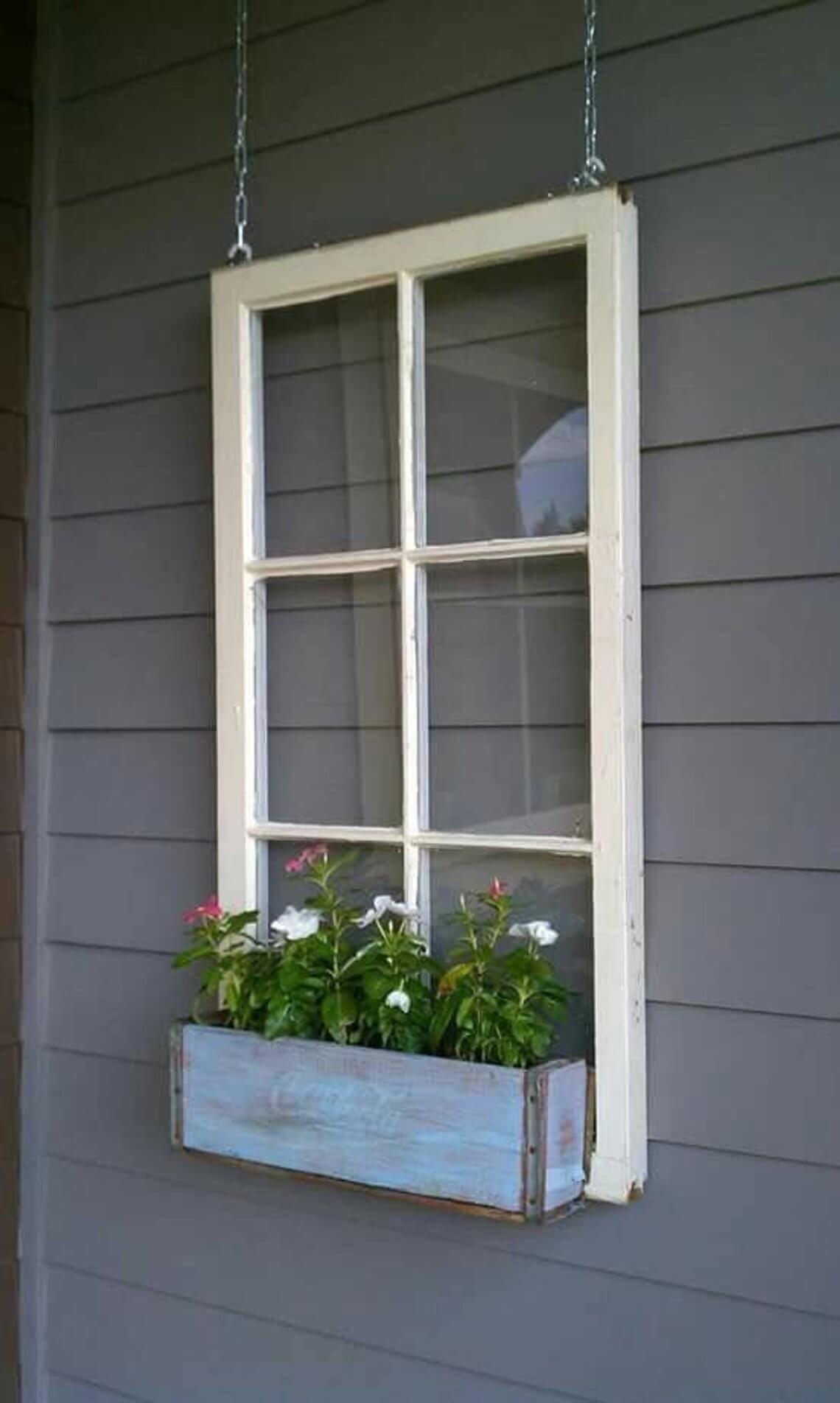 Vintage Window Frame Flower Box
