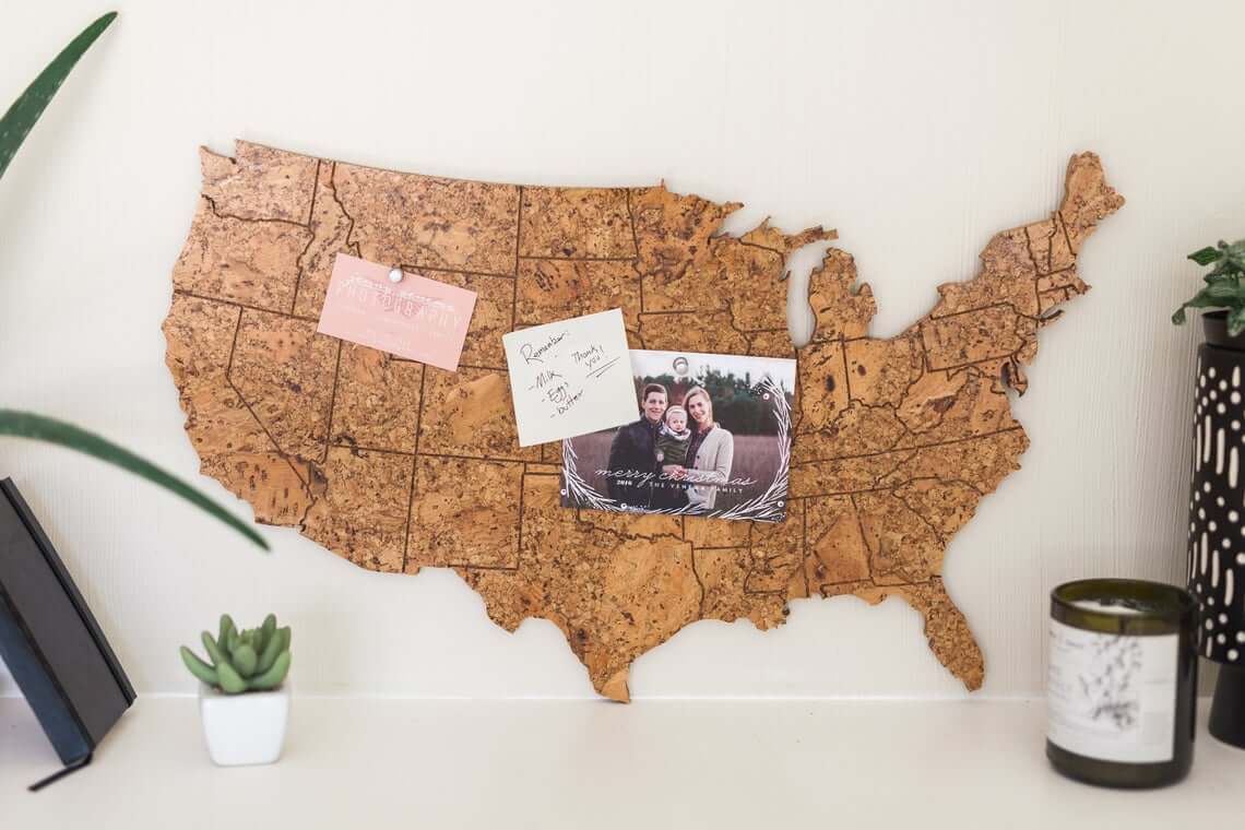 Adventure Theme USA Cork Board Map