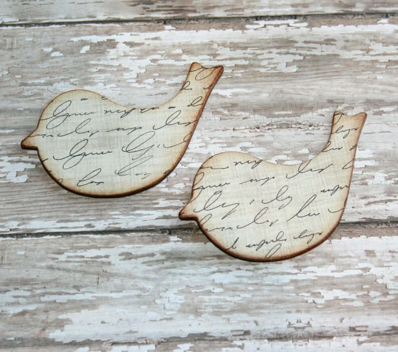 Set of Two Wooden Cut Out Twitter Birds