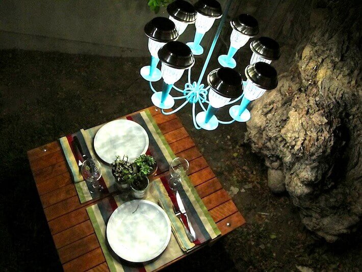 Upcycled Outdoor Chandelier with Solar Lights
