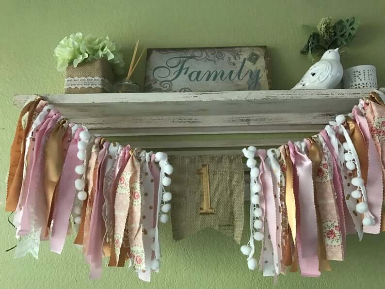 First Birthday Gold Floral Pink High Chair Banner