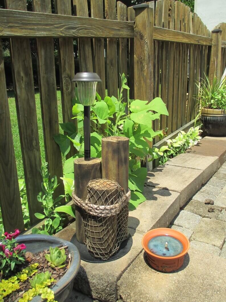 Driftwood Pilons Featuring Solar Light