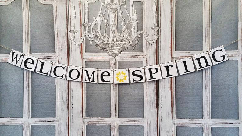 Spring Sign Decor Welcome Spring Banner