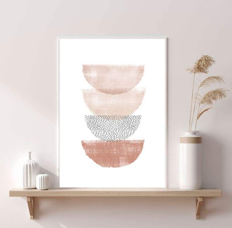 Abstract Minimalistic Boho Bowls Digital Print