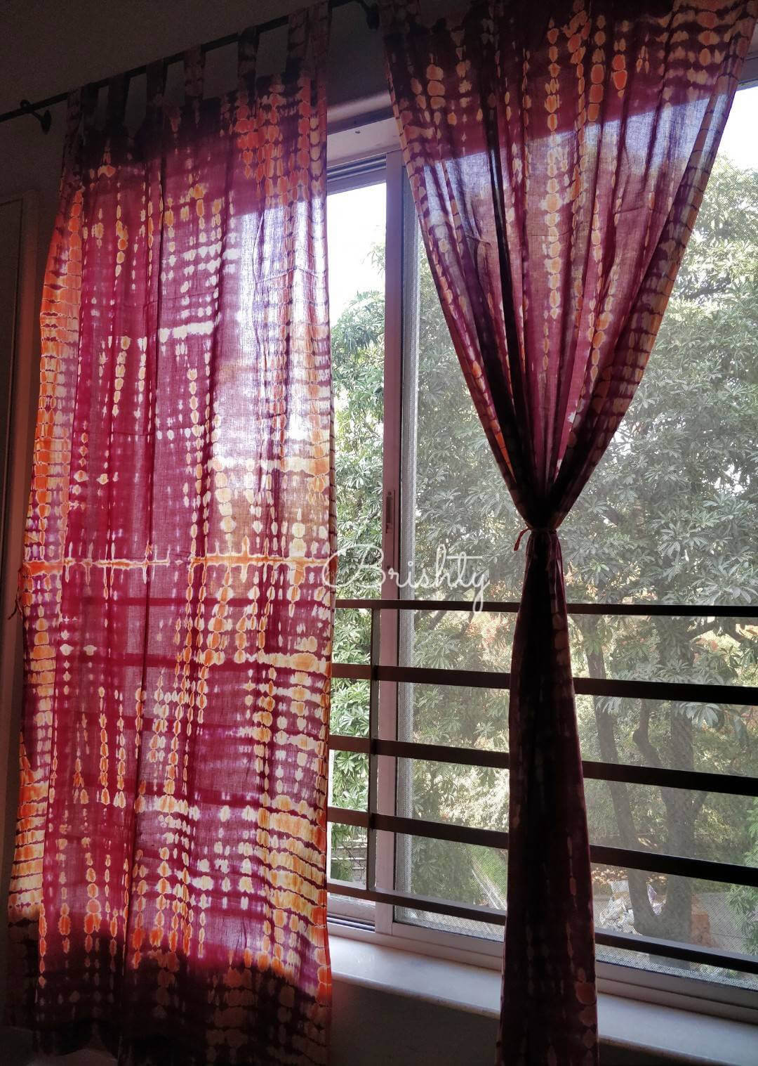 Boho Tie-Dye Indian Gauze Cotton Curtains