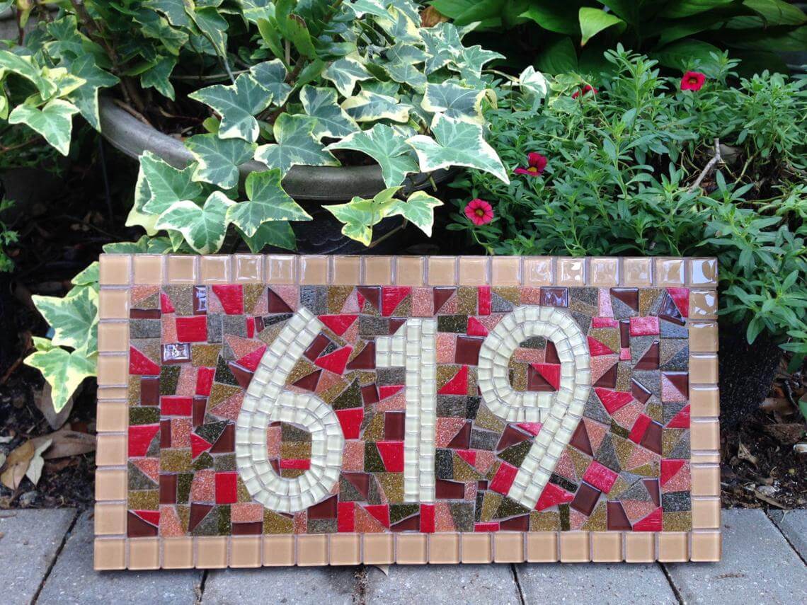 Cute Mosaic House Number Decor