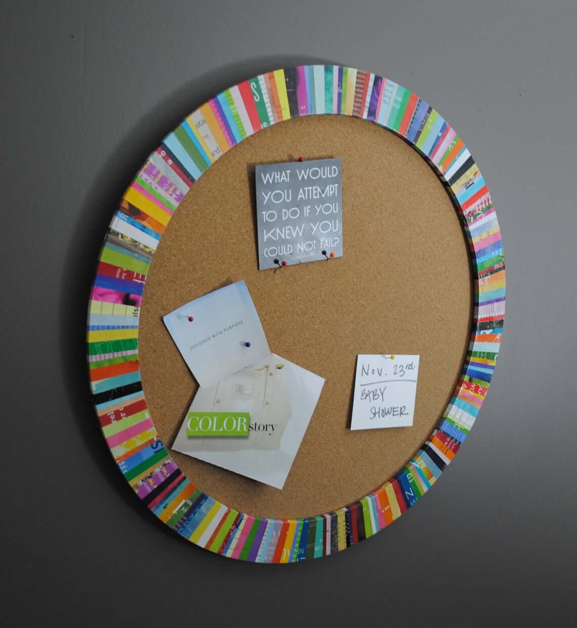 Colorful Recycled Magazine Cork Board