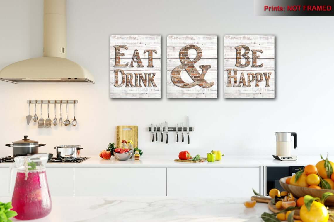 Eat and Be Happy Sign Trio