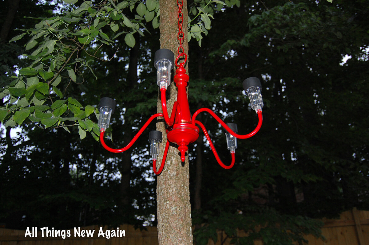 Stunning Solar Bright Red Backyard Chandelier