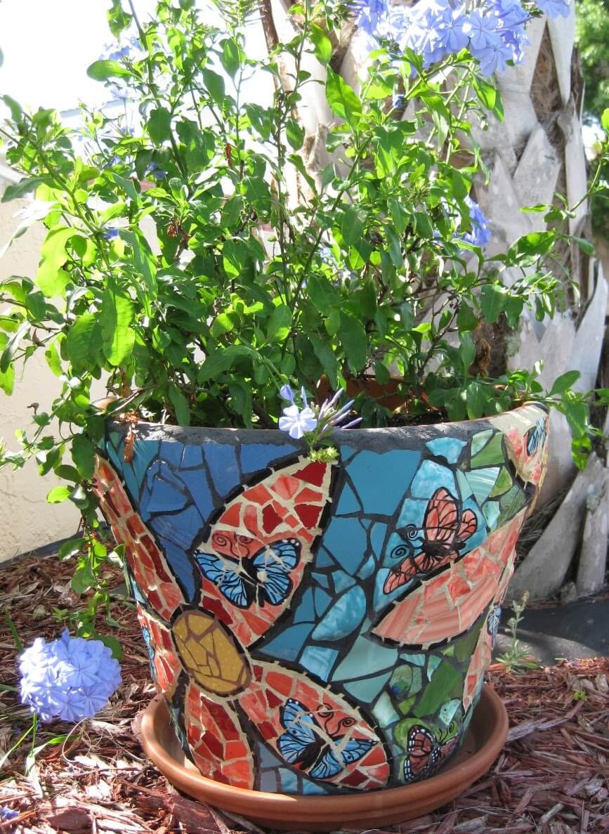 Colorful Mosaic Flower Pot Design