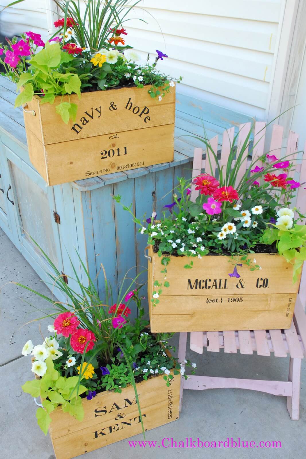 DIY Vintage Wooden Crate Planters