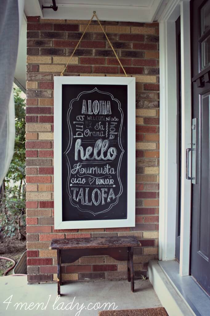 Hanging Chalkboard Art from Repurposed Wood