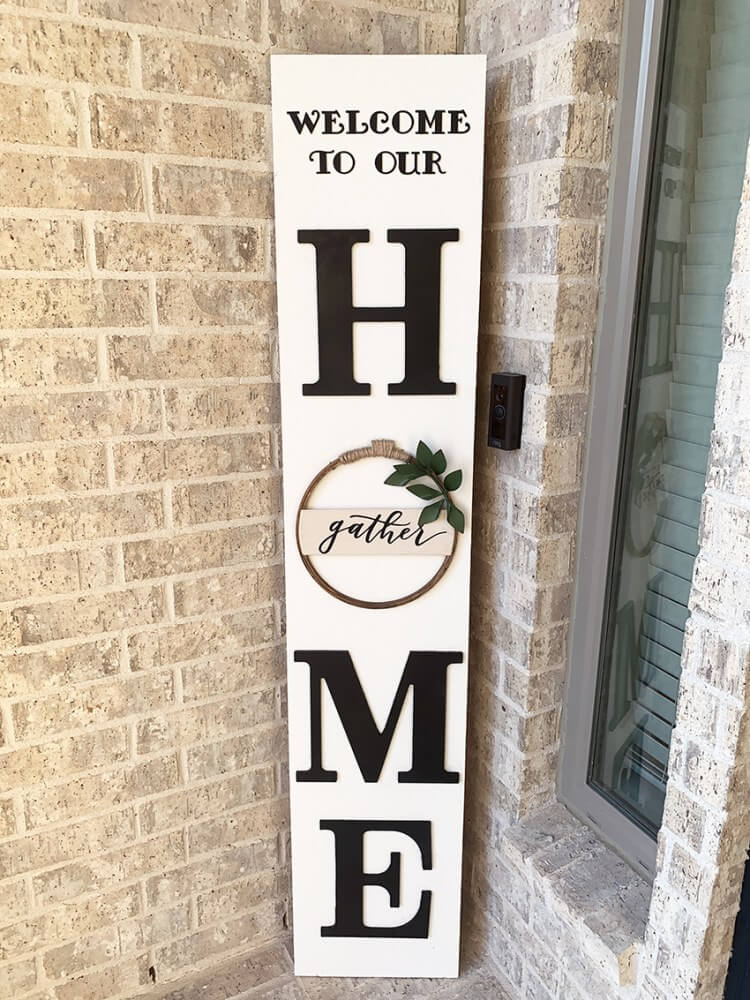 Large Rustic Wood Sign Summer Fixer Upper Gray "Welcome To Our Porch" 