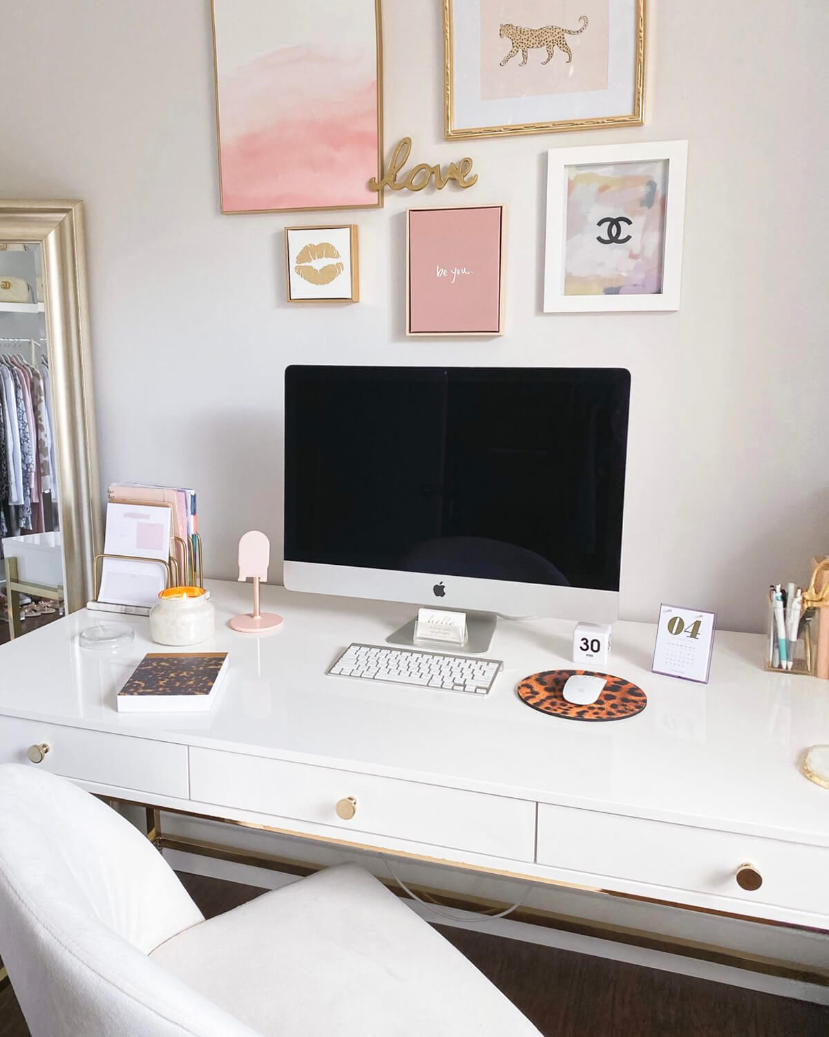 Sleek Golden Themed Study Area