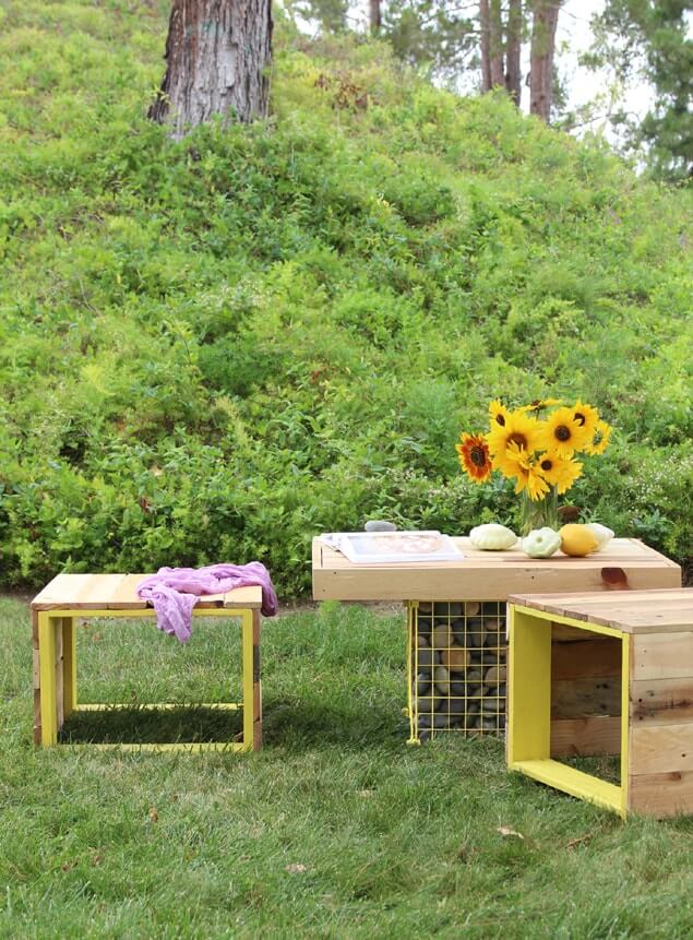 Pallet Coffee Table and Bench for the Backyard