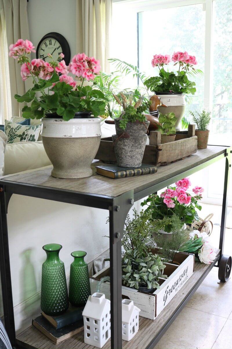 Utility Cart Filled with Flowers and Plants