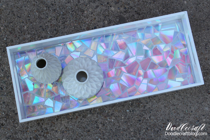 Repurposed DVD Mosaic Resin Glossy Tray