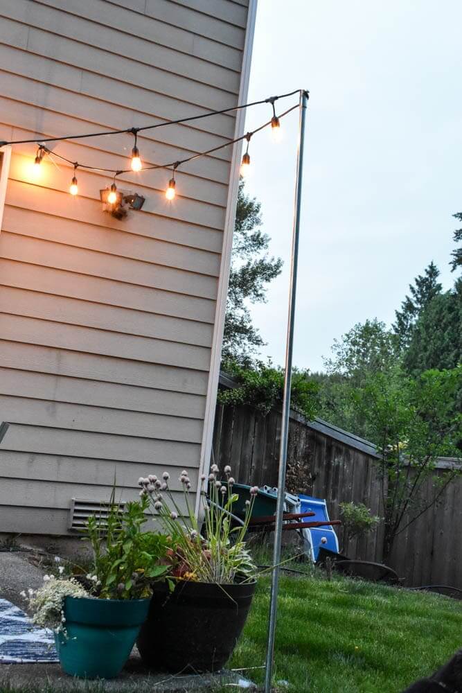 Simple Outdoor Light Strand Patio Upgrade